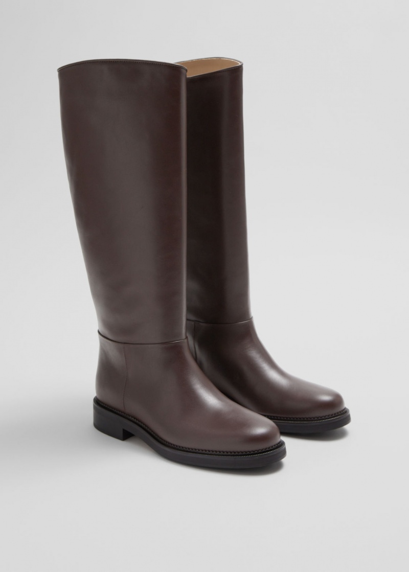 & Other Stories Pelle Cavalcare Boots Marroni | NOS-SN114436