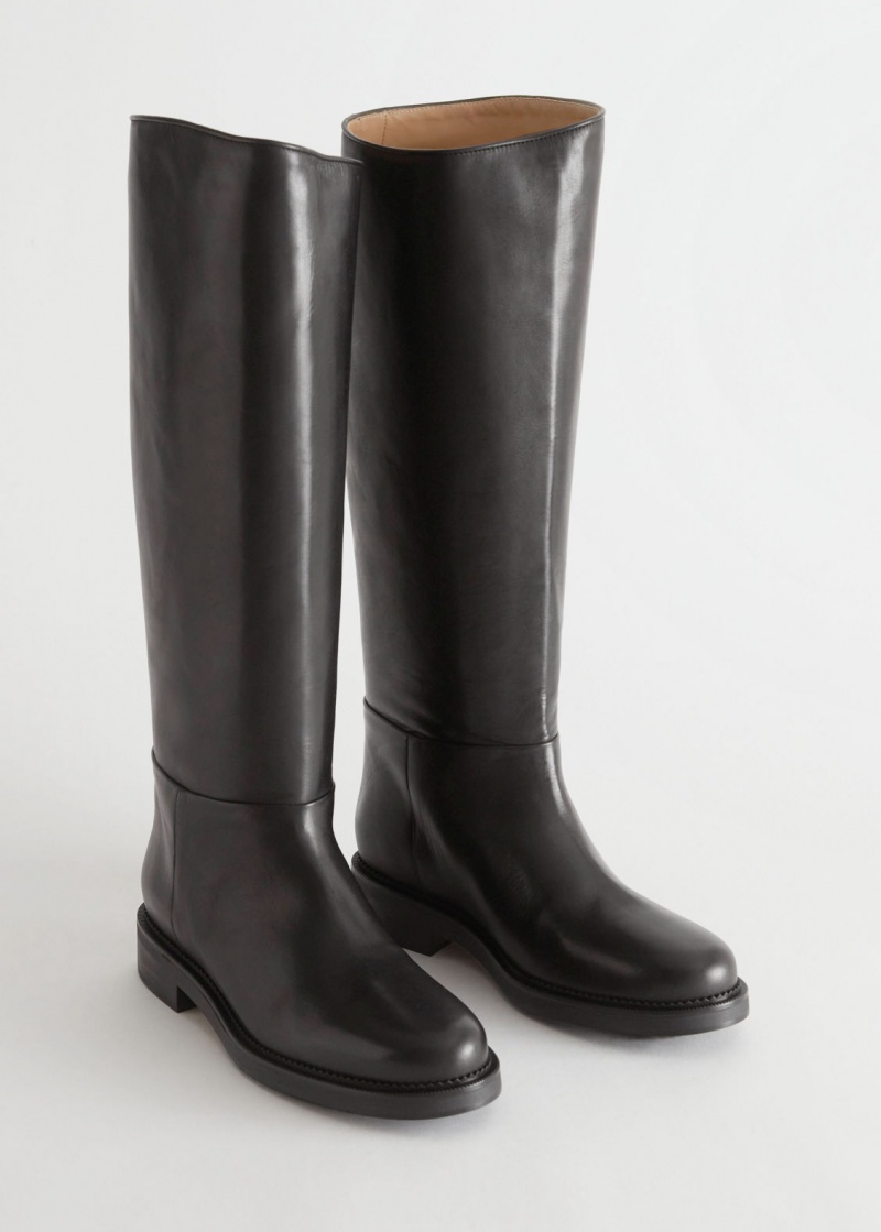 & Other Stories Pelle Cavalcare Boots Nere | NOS-SN114442