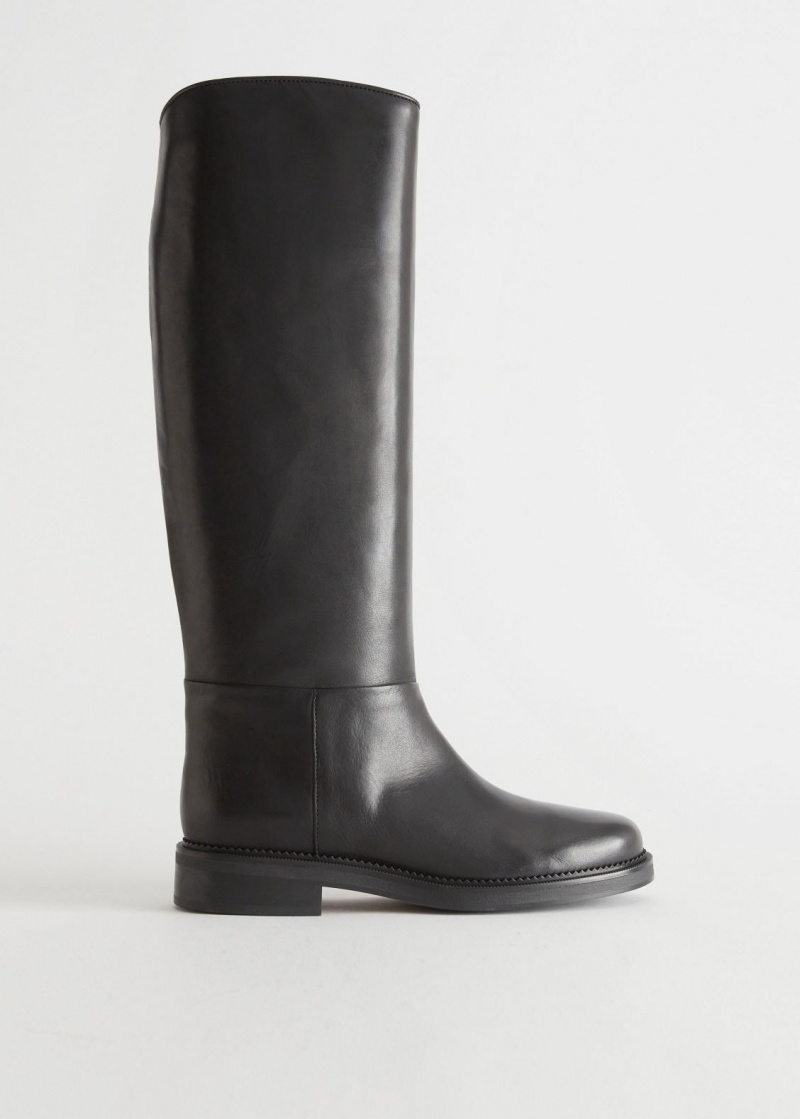 & Other Stories Pelle Cavalcare Boots Nere | NOS-SN114442