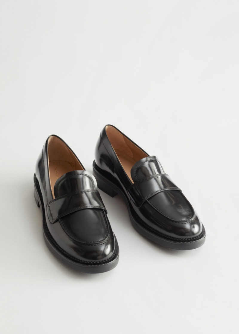 & Other Stories Pelle Penny Loafers Nere | NOS-SN114416