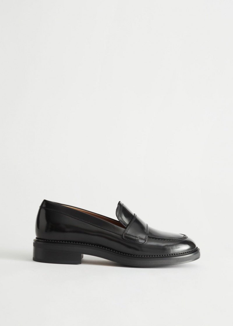 & Other Stories Pelle Penny Loafers Nere | NOS-SN114416