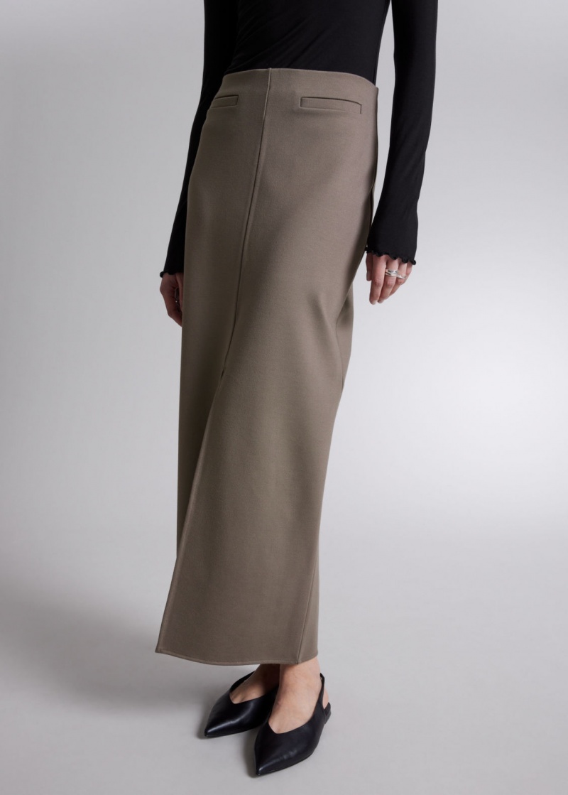 & Other Stories Pencil Maxi Skirt Beige | NOS-SN114196