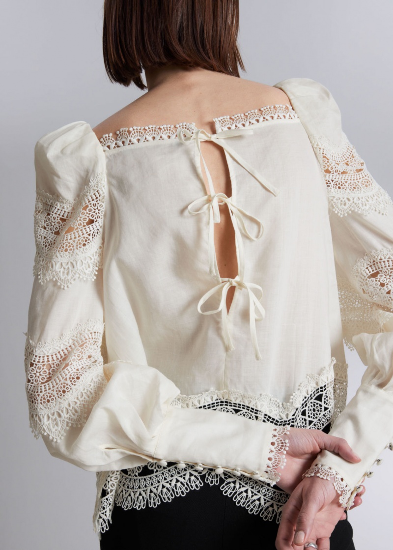 & Other Stories Pizzo-Trimmed Blouse Bianche | NOS-SN113906