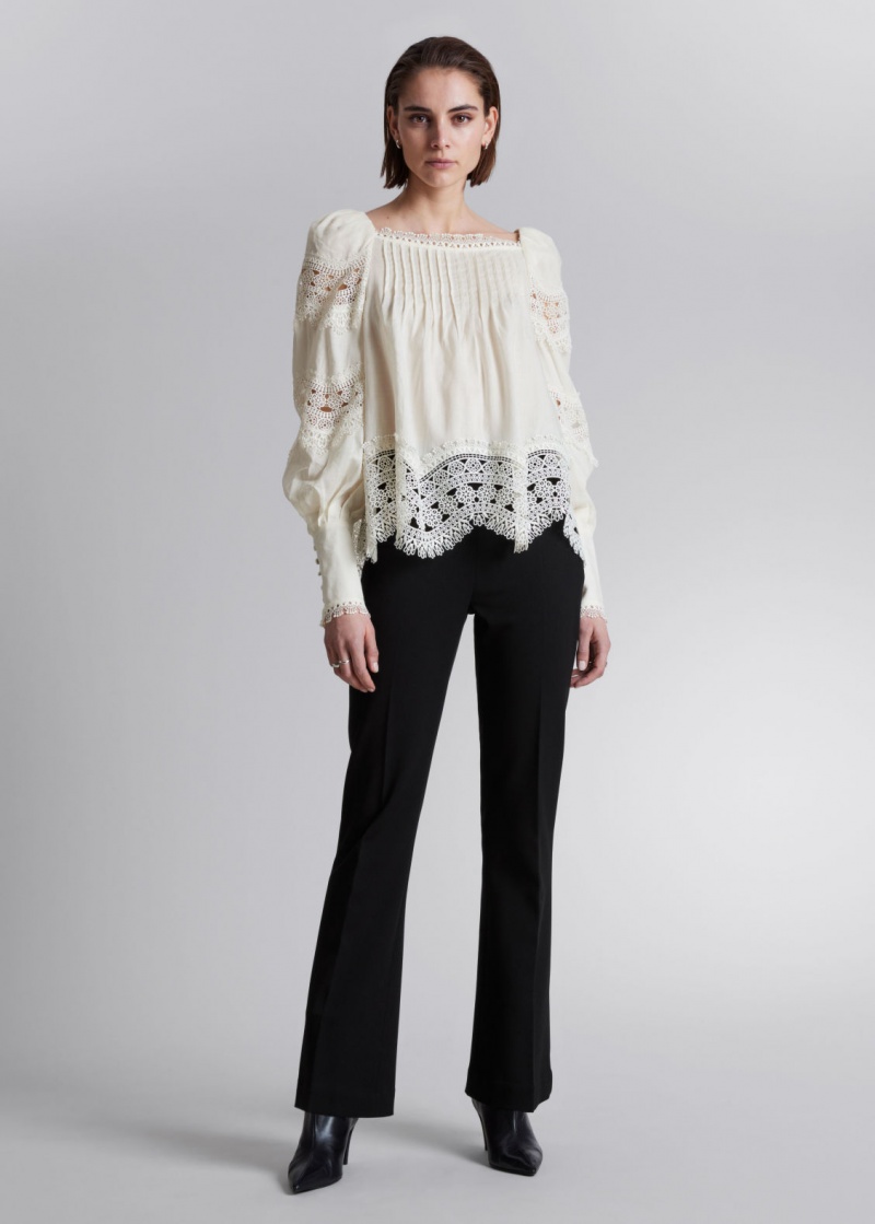 & Other Stories Pizzo-Trimmed Blouse Bianche | NOS-SN113906