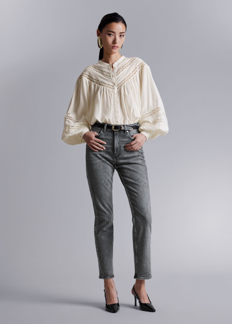 & Other Stories Pizzo-Trimmed Blouse Bianche | NOS-SN113908