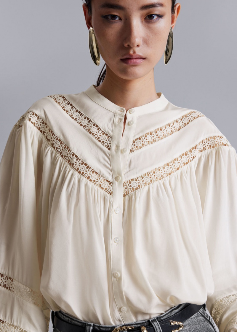 & Other Stories Pizzo-Trimmed Blouse Bianche | NOS-SN113908