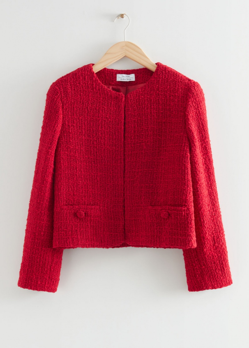 & Other Stories Pocket Tweed Jacket Rosse | NOS-SN113712