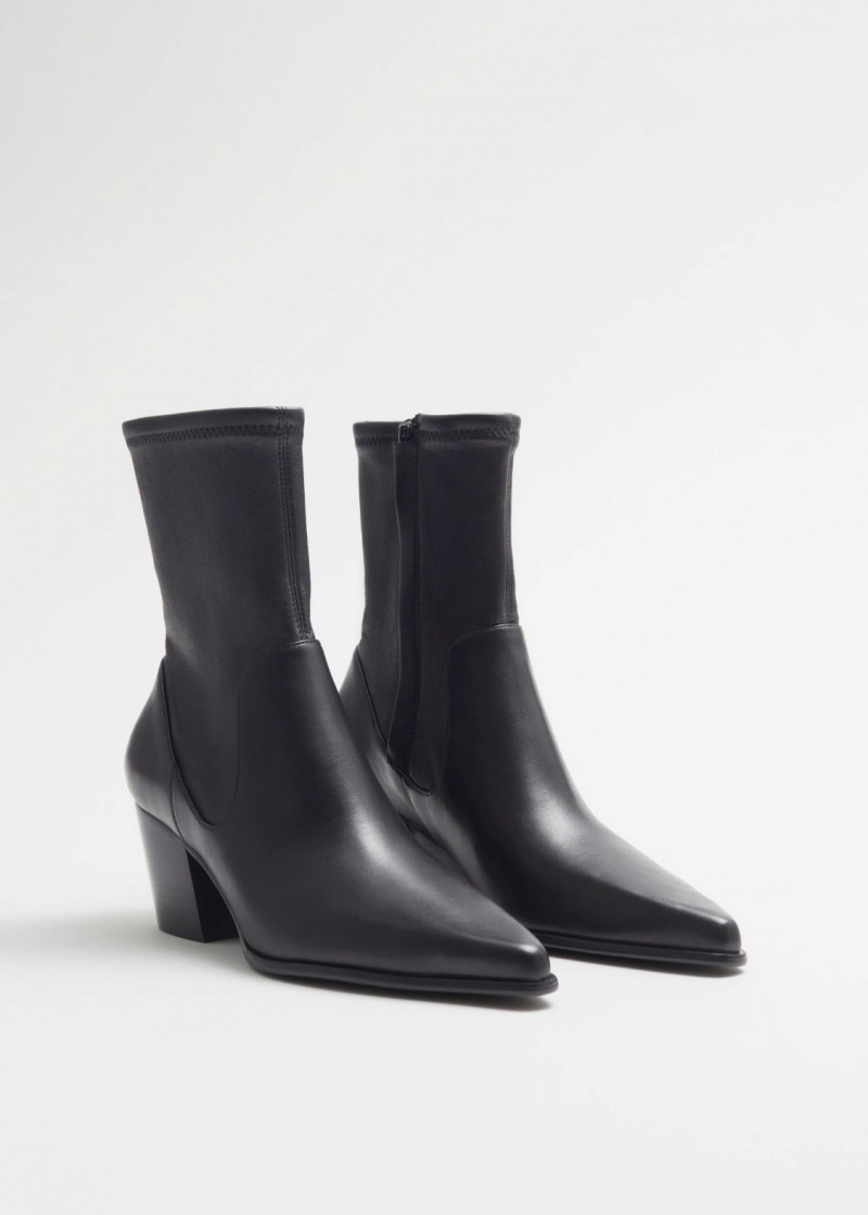 & Other Stories Pointed Pelle Boots Nere | NOS-SN114429