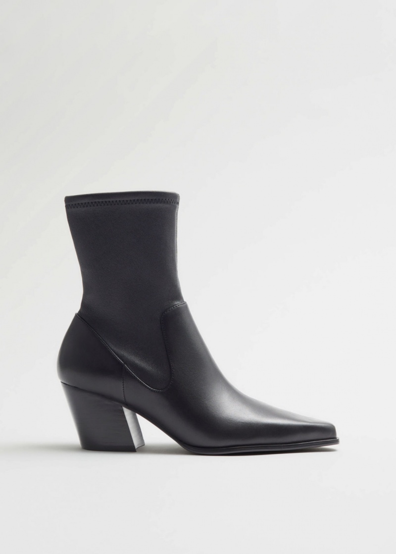 & Other Stories Pointed Pelle Boots Nere | NOS-SN114429