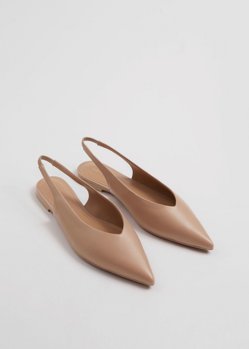 & Other Stories Pointy Pelle Slingback Flats Beige | NOS-SN114419