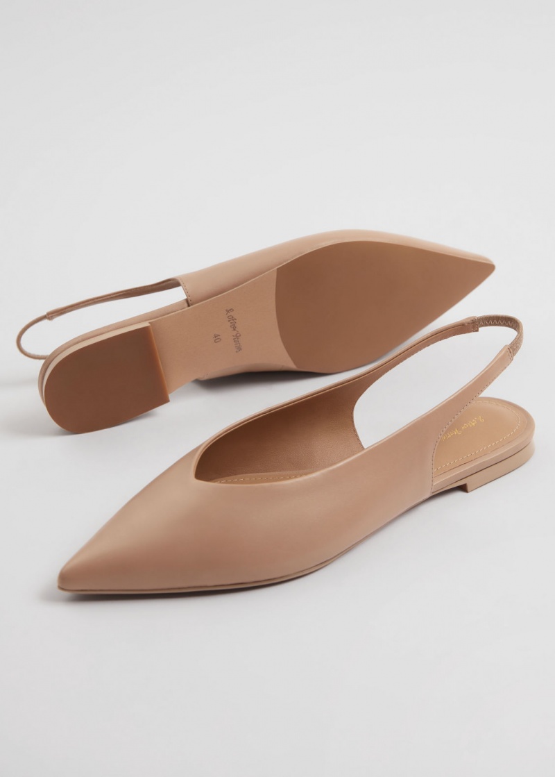 & Other Stories Pointy Pelle Slingback Flats Beige | NOS-SN114419