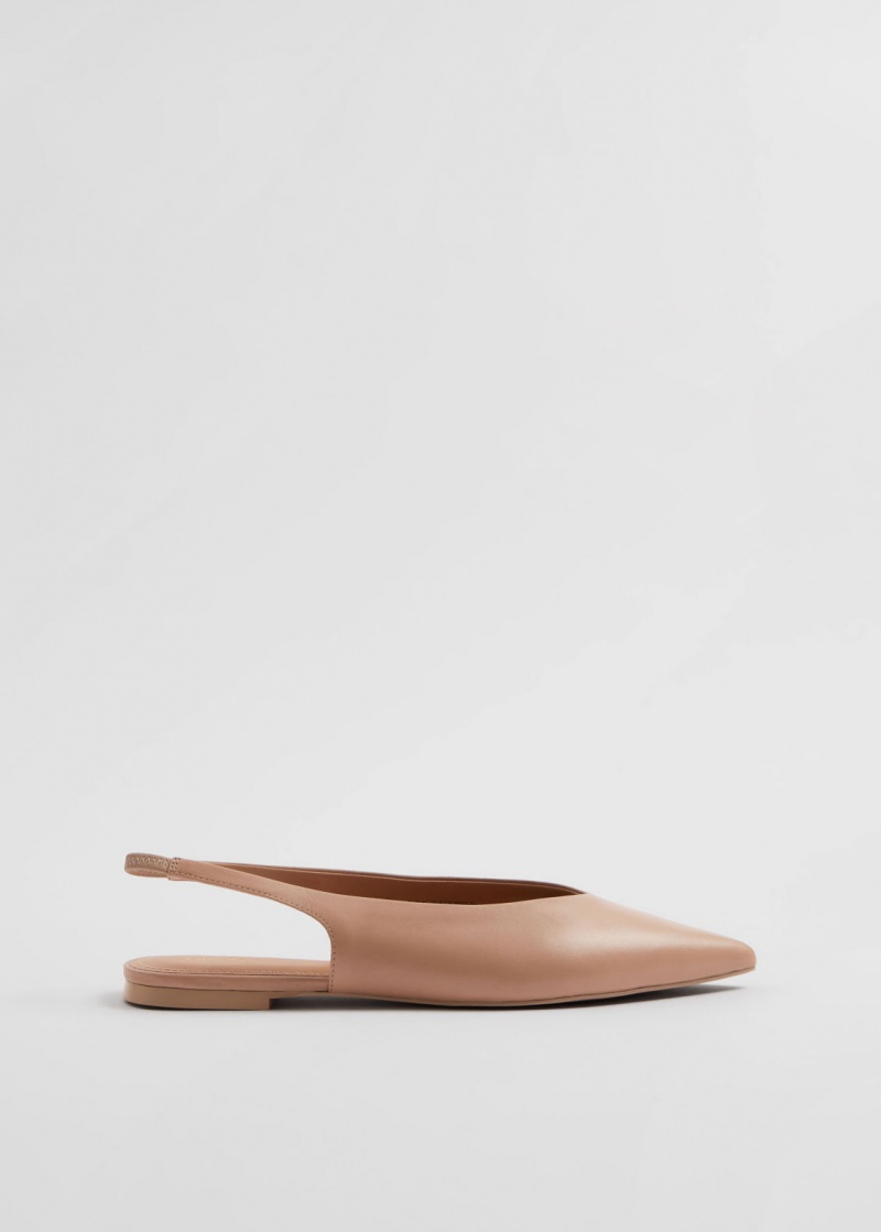 & Other Stories Pointy Pelle Slingback Flats Beige | NOS-SN114419