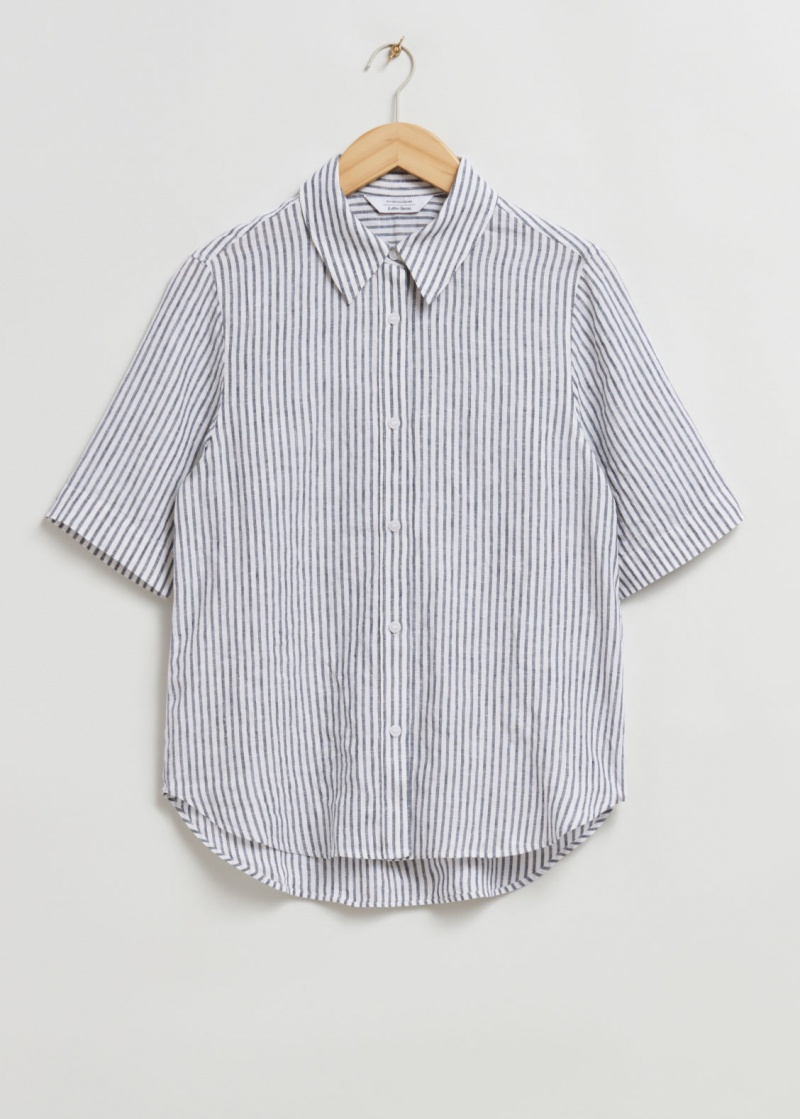 & Other Stories Regular-Fit A Strisce Shirt Blu Bianche | NOS-SN113815