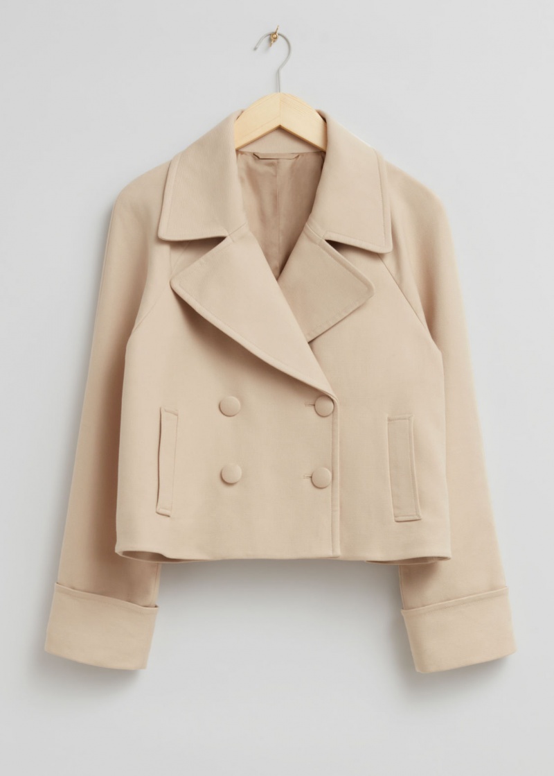 & Other Stories Relaxed Cropped Pea Coat Beige | NOS-SN113733