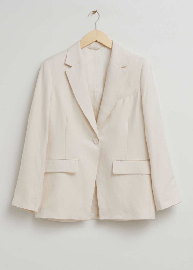 & Other Stories Relaxed Cut-Away Tailored Blazer Bianche | NOS-SN113723