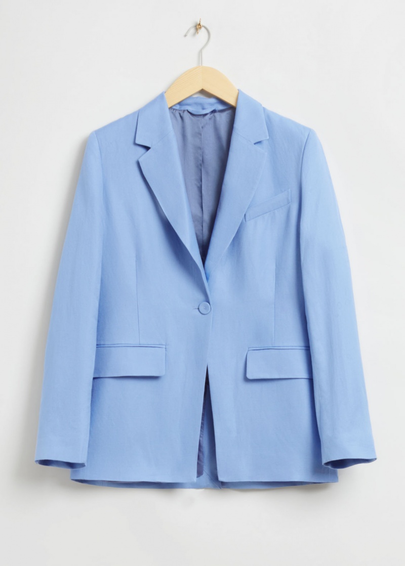 & Other Stories Relaxed Cut-Away Tailored Blazer Blu Chiaro | NOS-SN113748