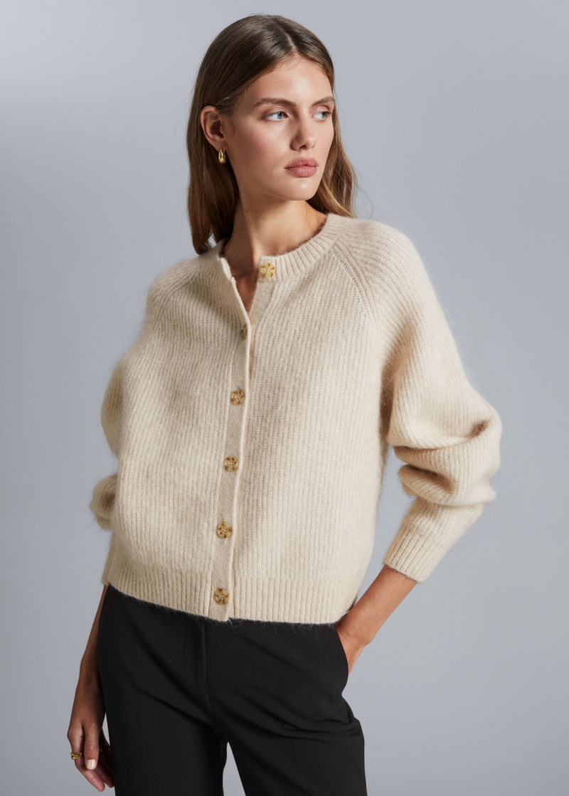 & Other Stories Relaxed Knit Cardigan Beige | NOS-SN113505