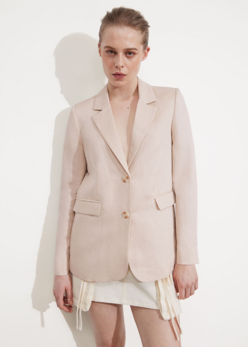 & Other Stories Relaxed Linen Blazer Beige | NOS-SN113720