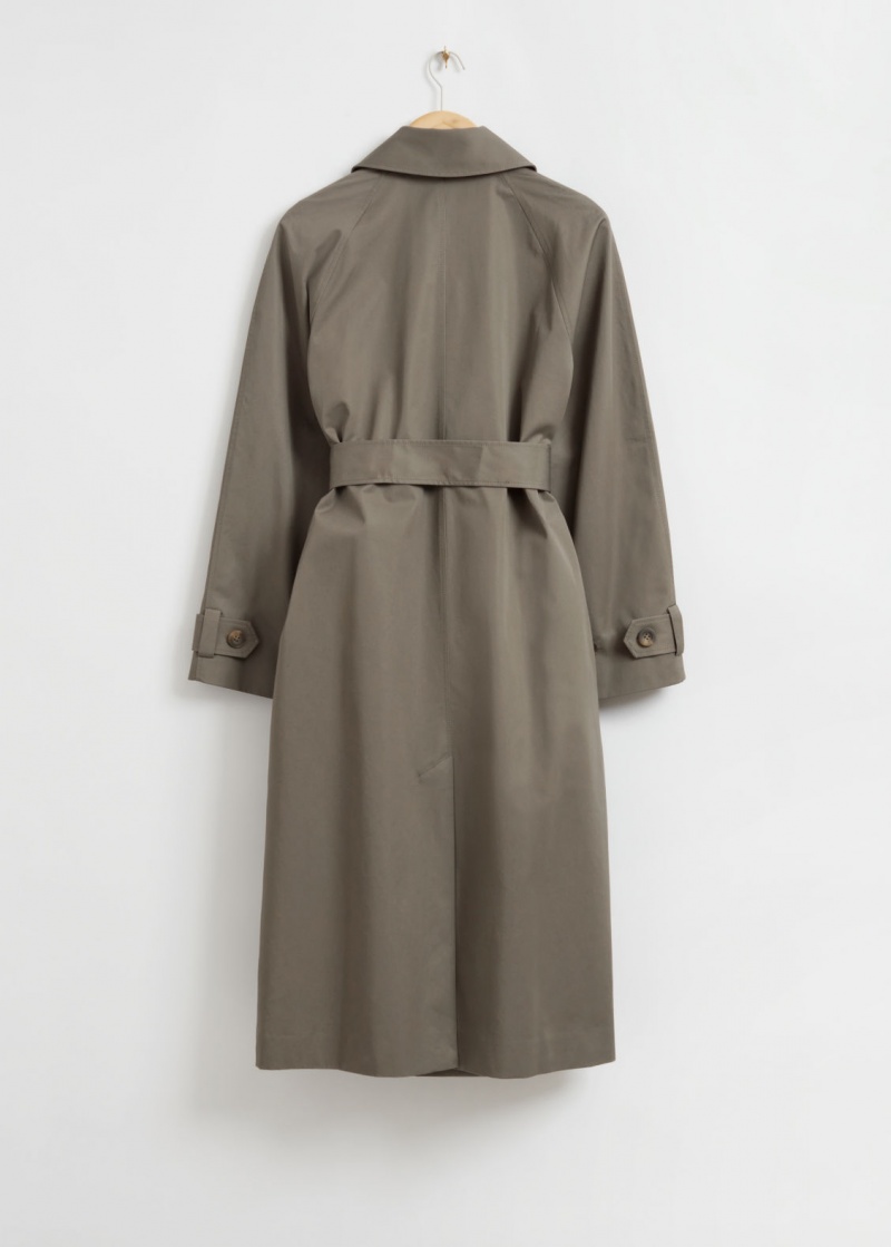 & Other Stories Relaxed Mid-Length Trench Coat Khaki | NOS-SN113708