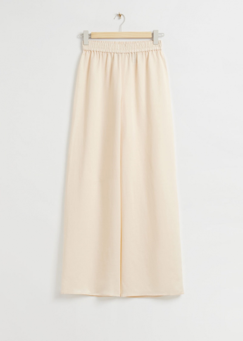 & Other Stories Relaxed Pull-on Linen Trousers Beige | NOS-SN114257