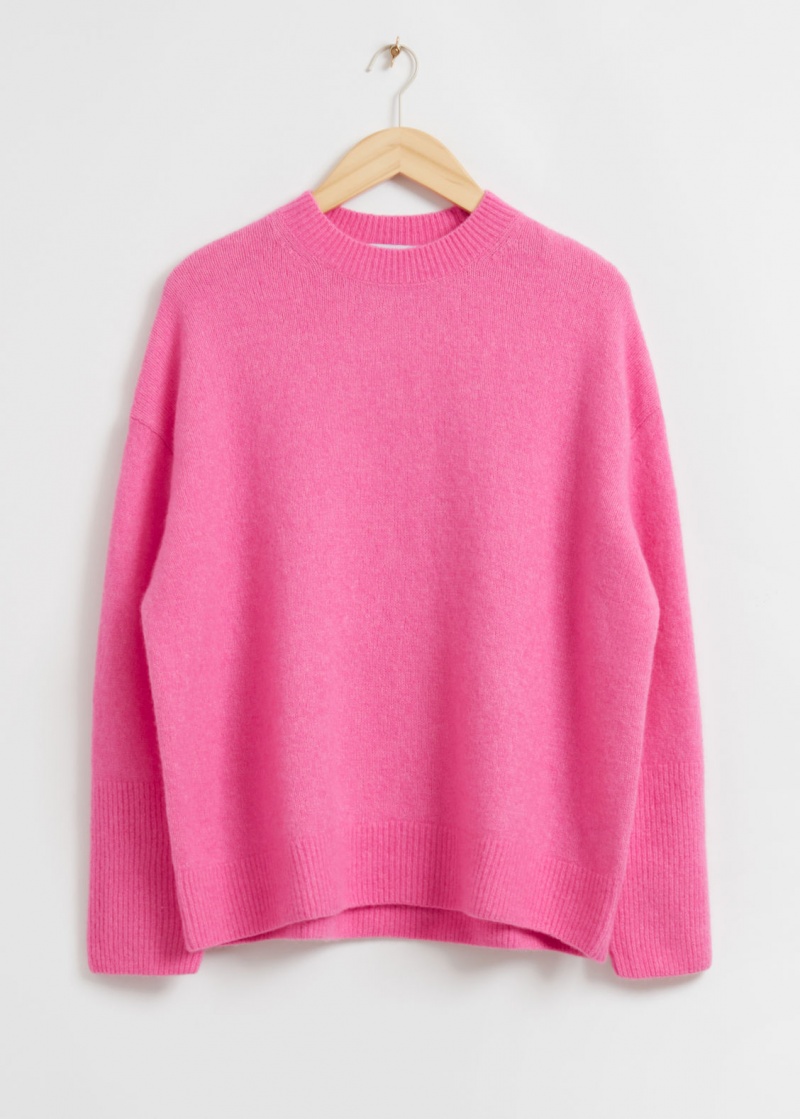 & Other Stories Relaxed Soft Lana Vergine Crewneck Maglia Rosa | NOS-SN113618