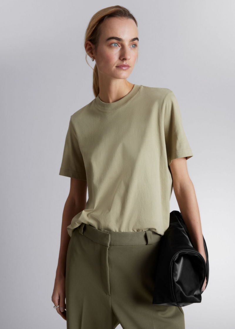 & Other Stories Relaxed T-Shirt Khaki | NOS-SN114135