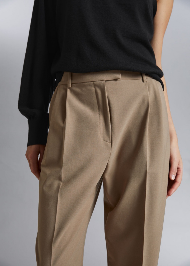 & Other Stories Relaxed Tailored Trousers Beige | NOS-SN114288