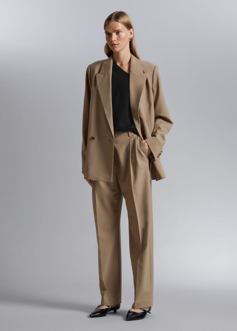 & Other Stories Relaxed Tailored Trousers Beige | NOS-SN114288