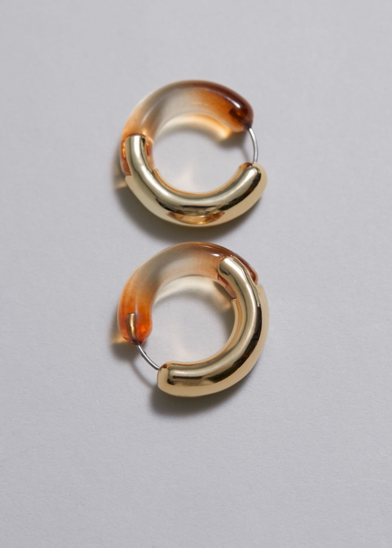 & Other Stories Resin Hoop Earrings Oro | NOS-SN114696