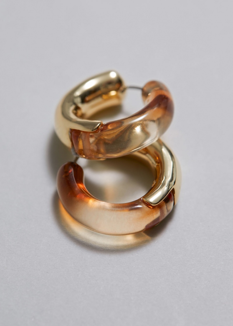 & Other Stories Resin Hoop Earrings Oro | NOS-SN114696