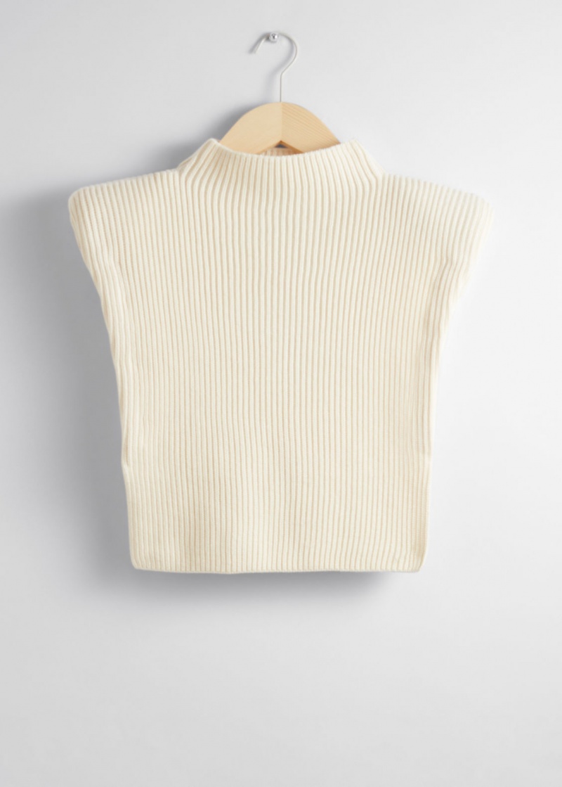 & Other Stories Rib-Knit Lana Vergine Bib Beige | NOS-SN114651