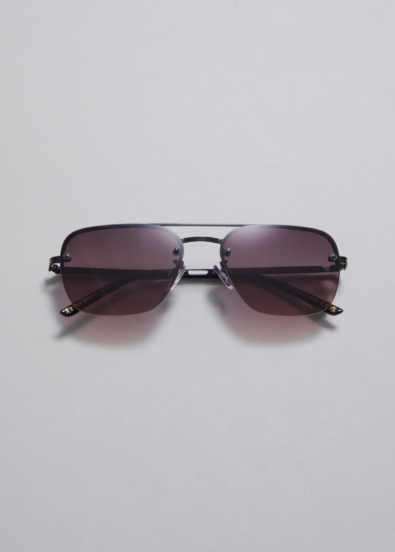 & Other Stories Rimless Aviator-Stile Sunglasses Nere | NOS-SN114576