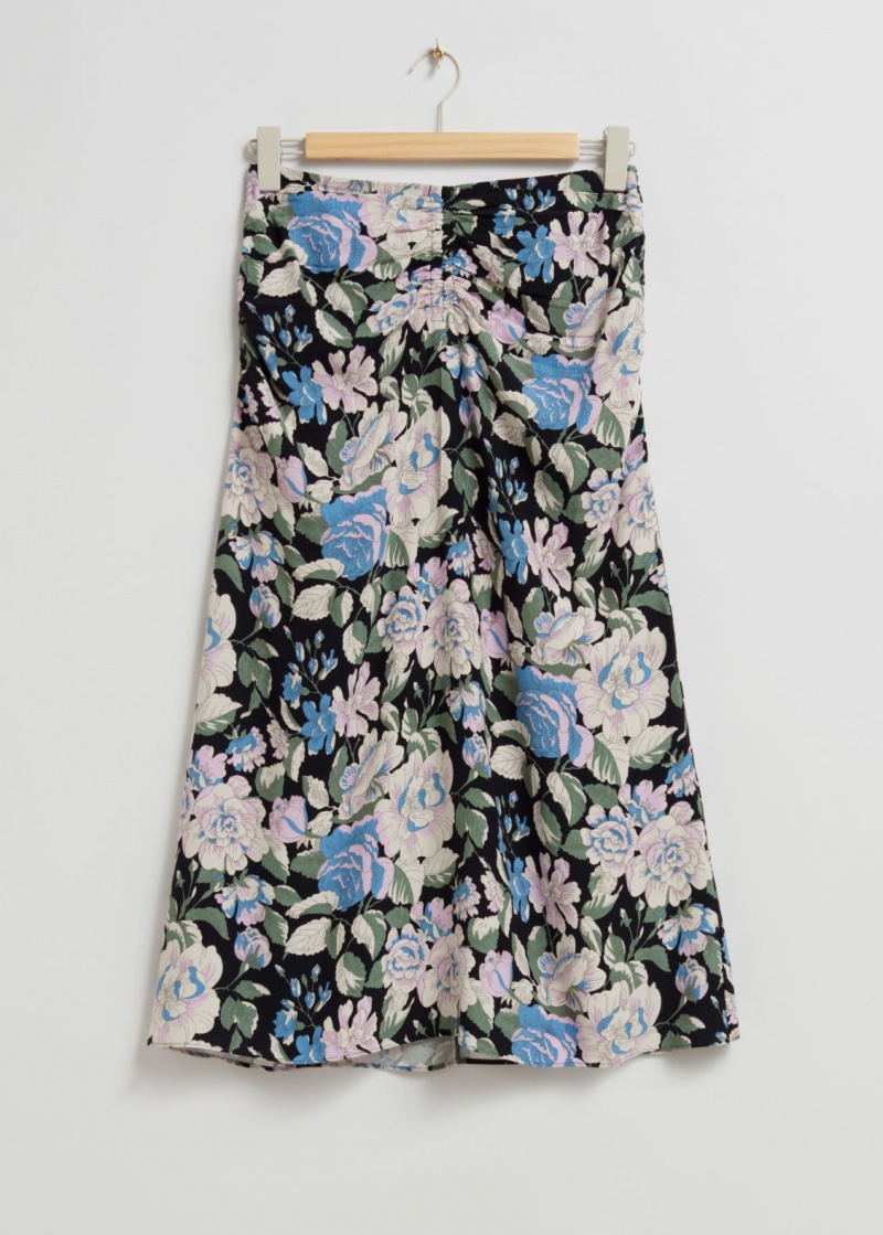 & Other Stories Ruched Midi Skirt Nere | NOS-SN114164