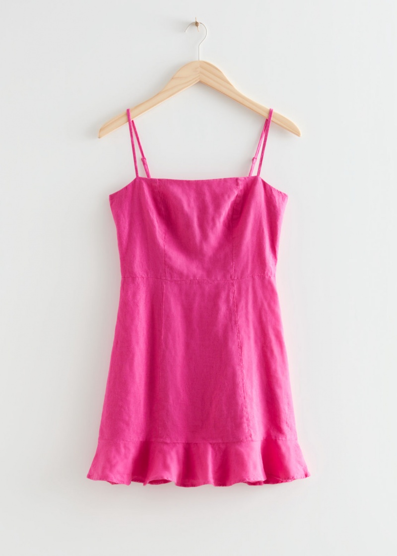 & Other Stories Ruffled Cinturino Mini Vestito Rosa | NOS-SN113218