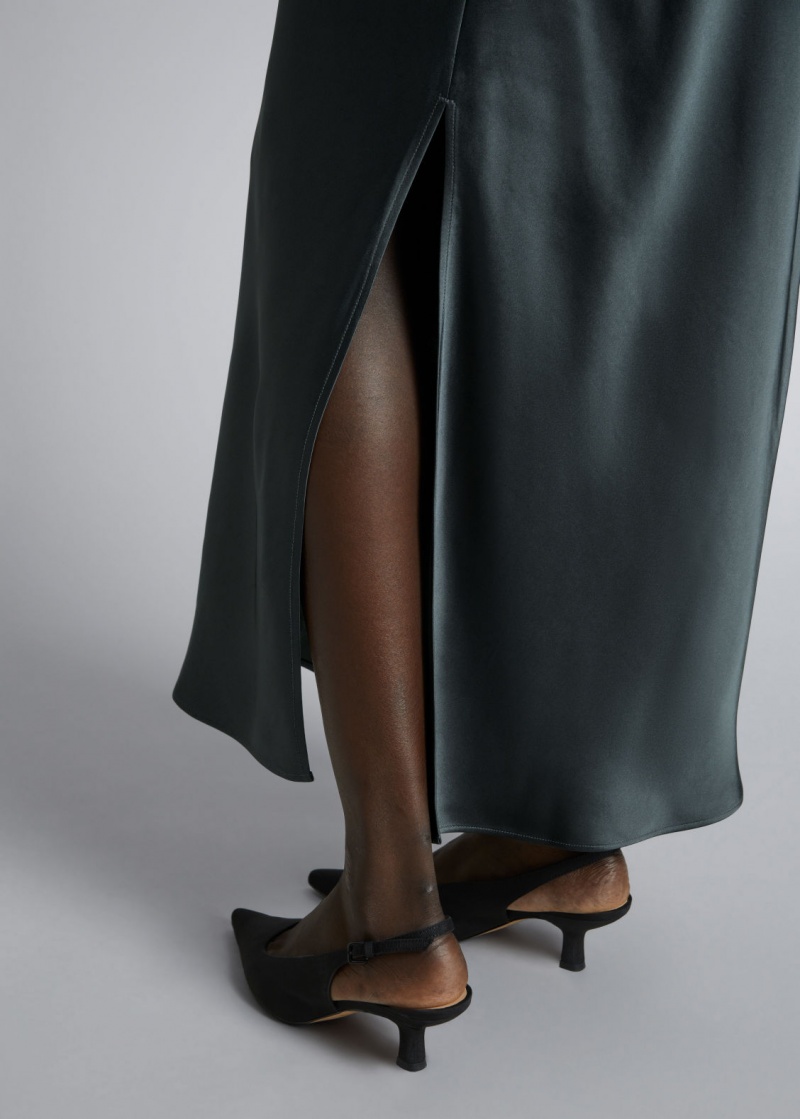 & Other Stories Satin Midi Skirt Grigie | NOS-SN114176