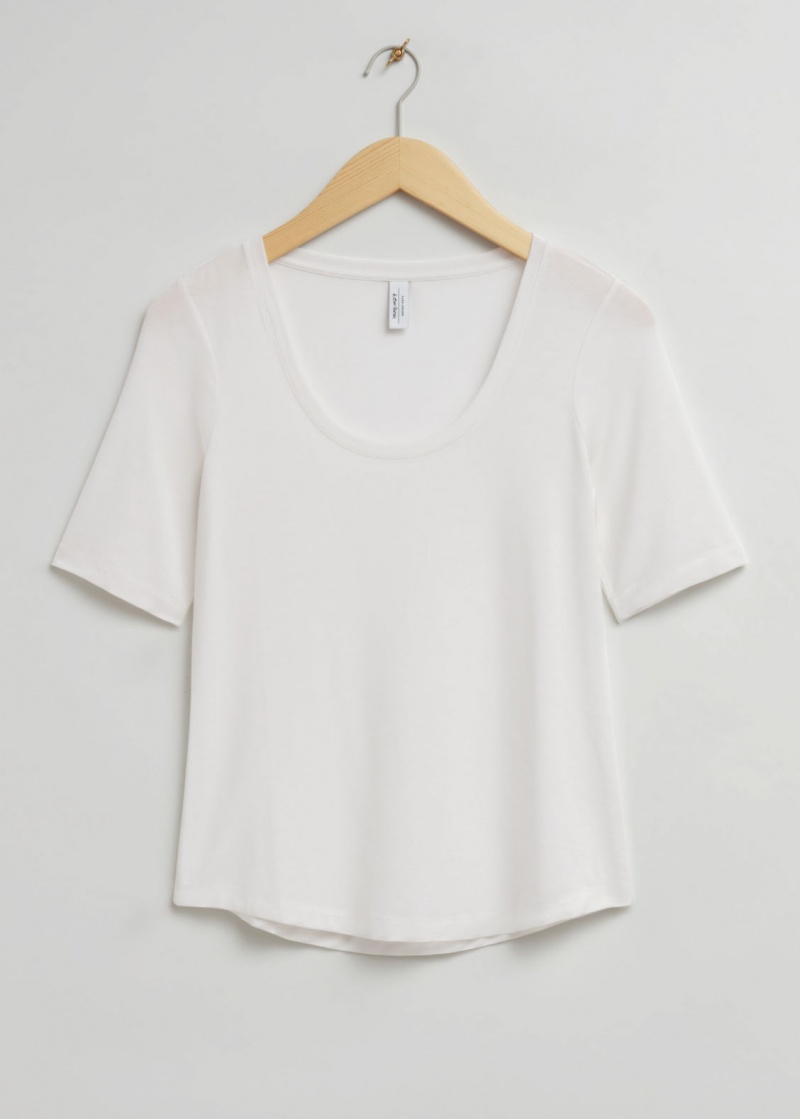 & Other Stories Scoop Neck T-Shirt Bianche | NOS-SN113963