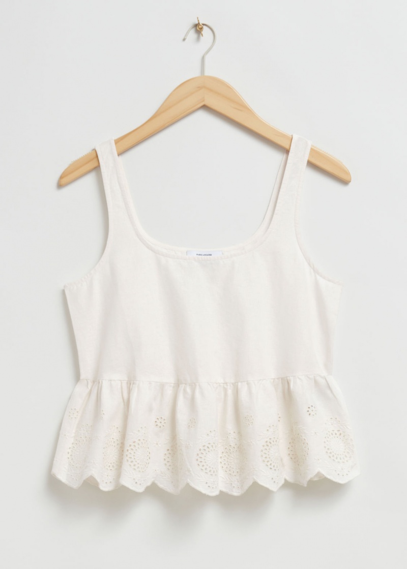 & Other Stories Senza Maniche Broderie Anglaise Top Bianche | NOS-SN114067