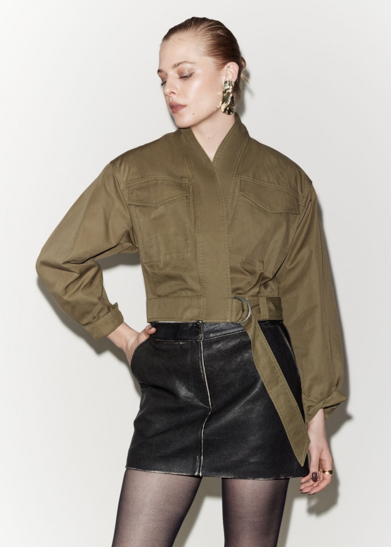 & Other Stories Shawl-Collar Jacket Khaki | NOS-SN113796