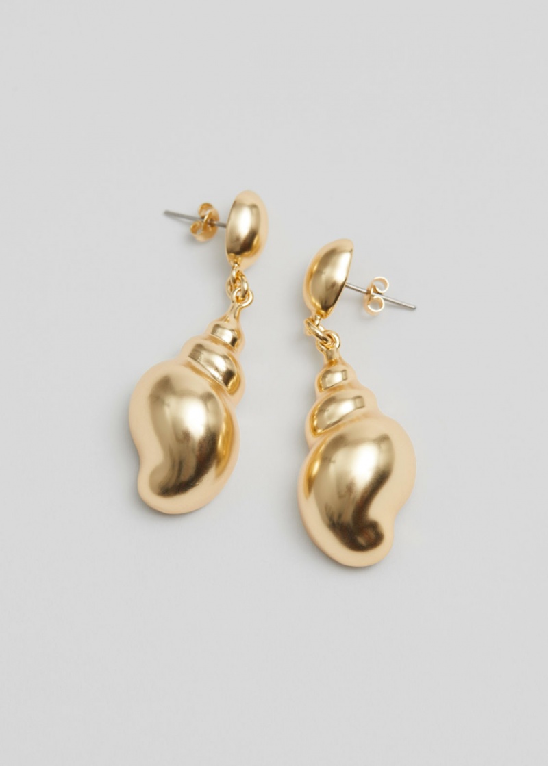 & Other Stories Shell Pendant Earrings Oro | NOS-SN114675