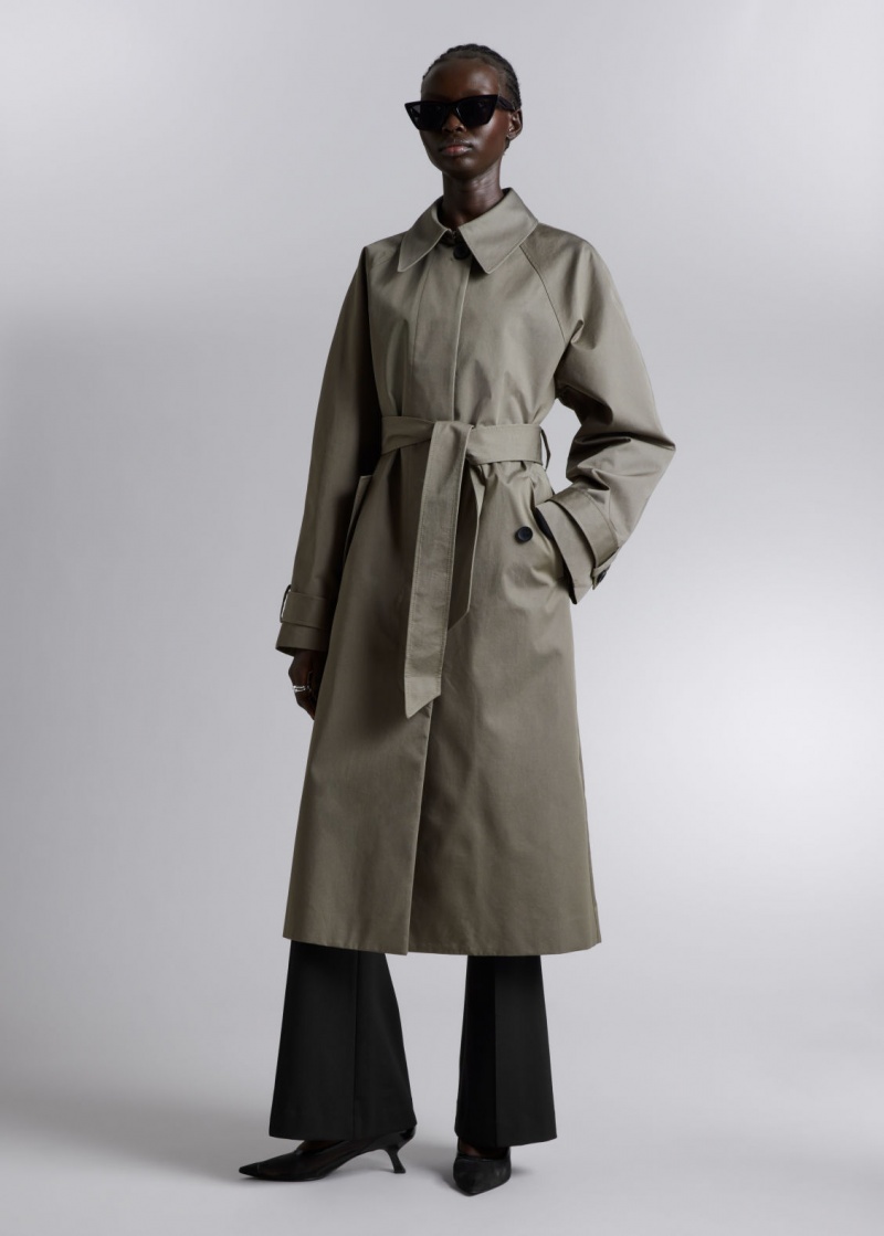 & Other Stories Single-Breasted Trench Coat Khaki | NOS-SN113784