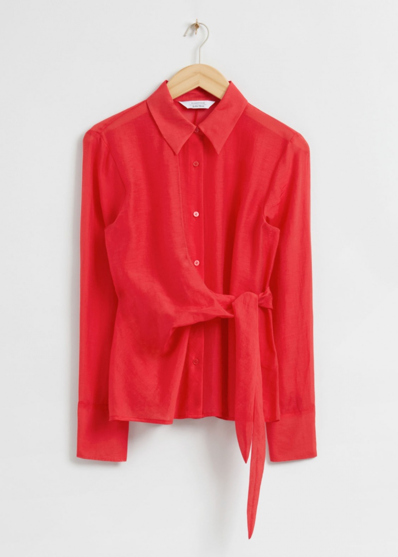 & Other Stories Slim-Fit Wrap Tie Shirt Rosse Chiaro | NOS-SN113841