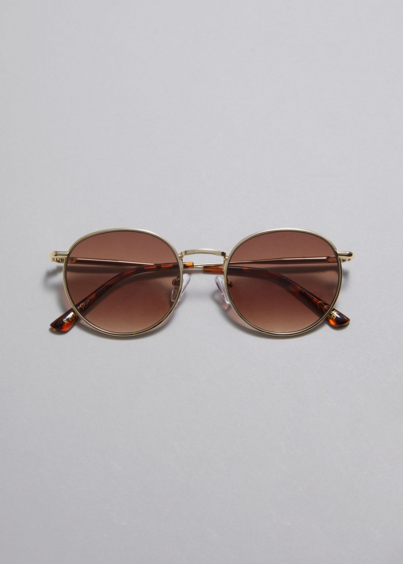 & Other Stories Slim Oval-Frame Sunglasses Oro | NOS-SN114606