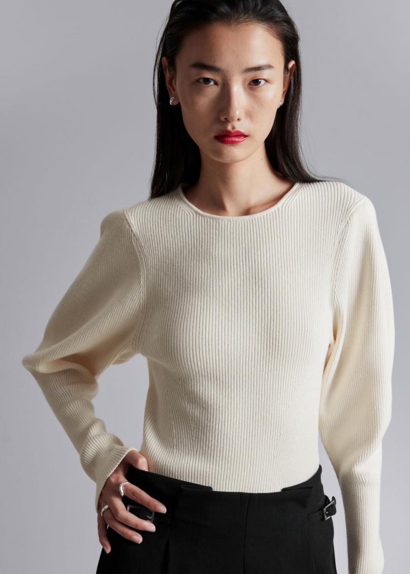 & Other Stories Slim Rib-Knit Maglia Bianche | NOS-SN113551