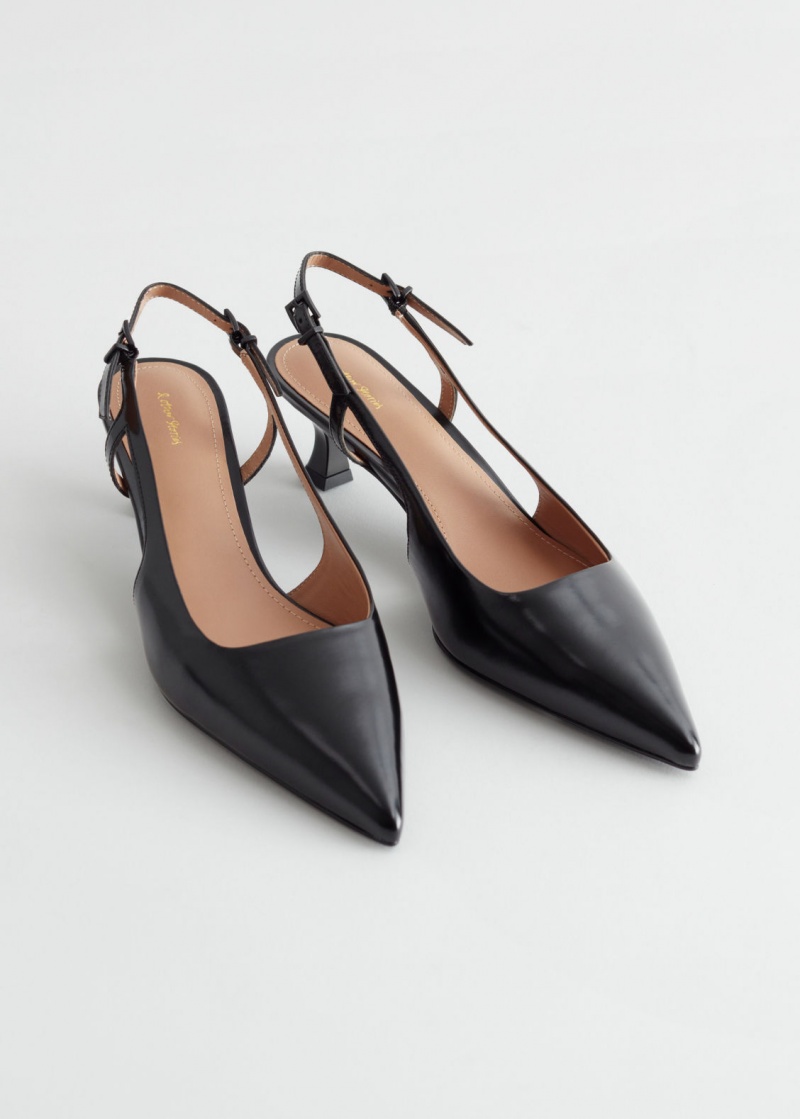 & Other Stories Slingback Pelle Pumps Nere | NOS-SN114473