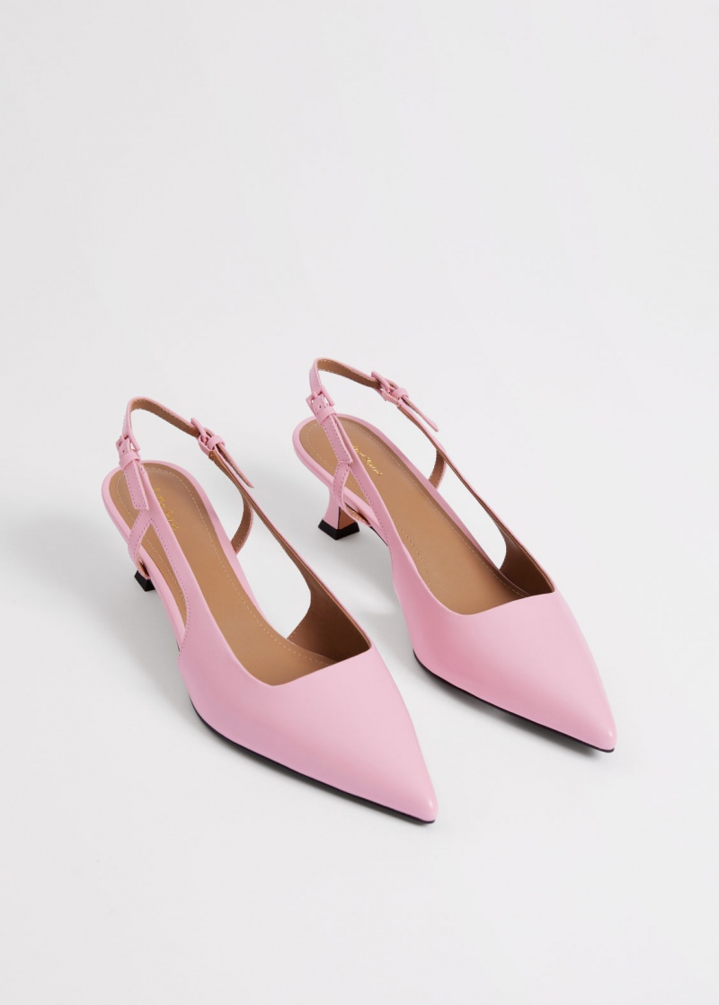 & Other Stories Slingback Pelle Pumps Rosa Chiaro | NOS-SN114445