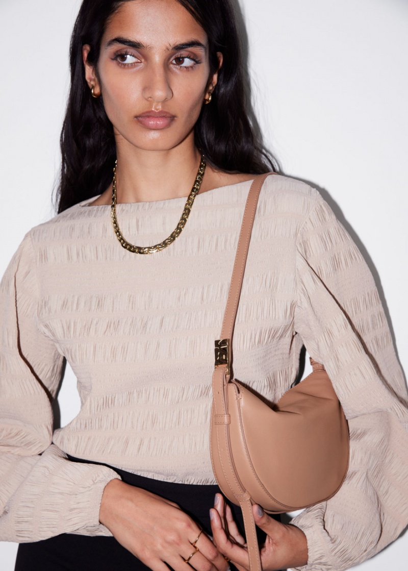 & Other Stories Small Pelle Shoulder Bag Beige | NOS-SN114538