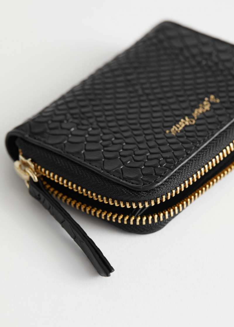 & Other Stories Snake Embossed Pelle Wallet Nere | NOS-SN114561