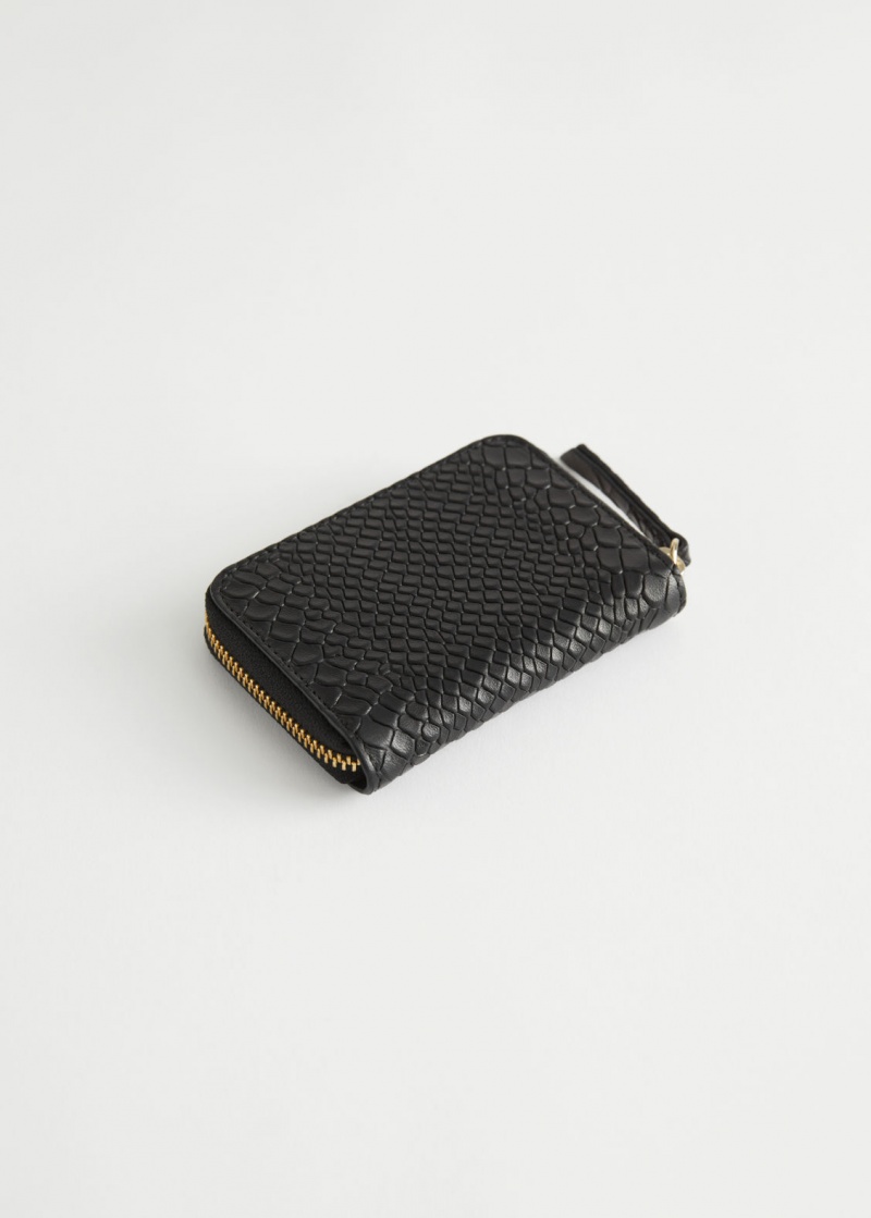 & Other Stories Snake Embossed Pelle Wallet Nere | NOS-SN114561