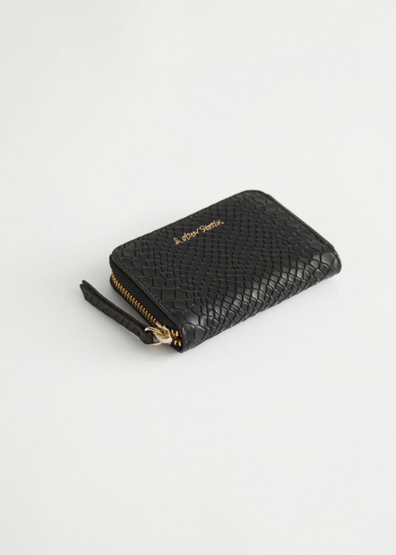 & Other Stories Snake Embossed Pelle Wallet Nere | NOS-SN114561