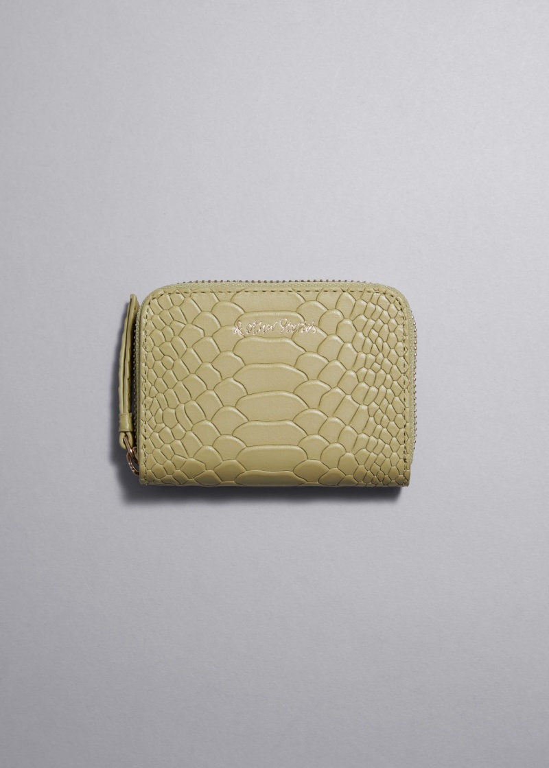 & Other Stories Snake Embossed Pelle Wallet Verdi Chiaro | NOS-SN114573